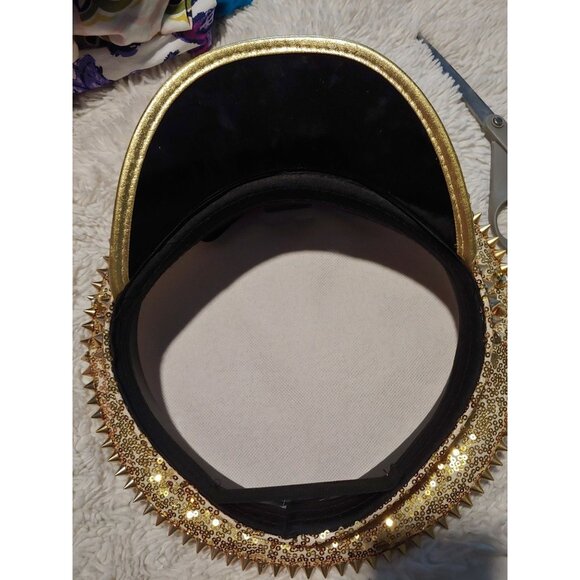 Gold Spike Sequin Captain Hat Punk Rock Masquerade Festival Concert - Picture 8 of 8